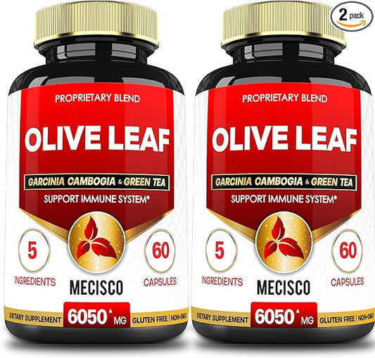 5in1 Olive Leaf Extract for 4 Months 6050mg with Garcinia Cambogia, Green Tea, Green Coffee & Black Pepper - Cardiovascular Health, Well Being & Immune Support - 2 Packs 60 Capsules