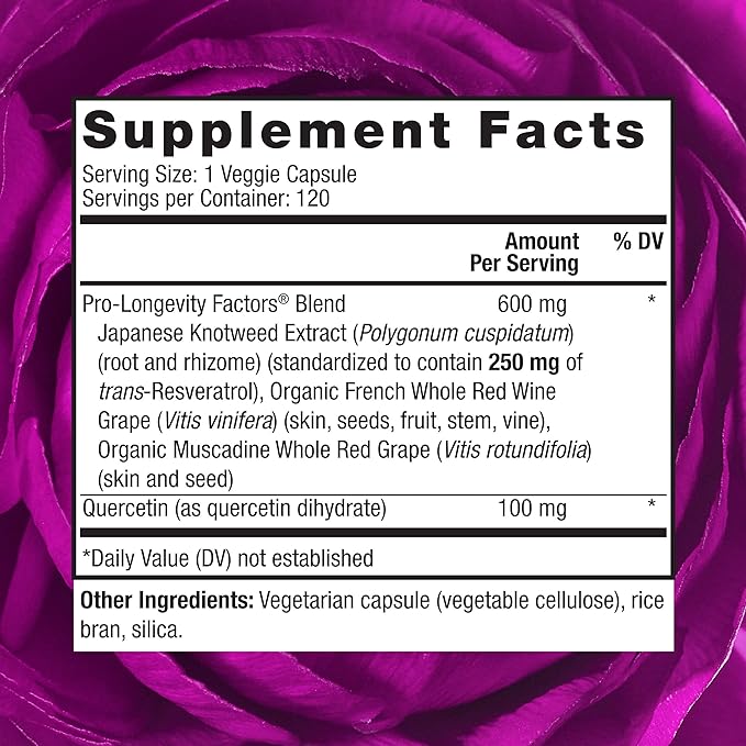 Reserveage Beauty, Resveratrol 250 mg, Antioxidant Supplement for Heart and Cellular Health, Supports Healthy Aging and Immune System, Paleo, Keto, 120 Capsules