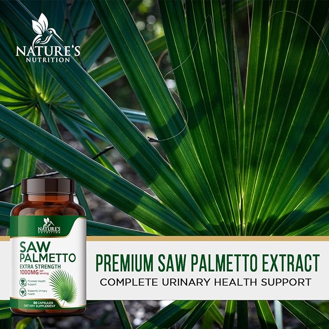 Saw Palmetto Extract Prostate Supplement - 1000 MG Saw Palmetto Supplement, Nature's Prostate Support Supplement for Men Health Support, Men's Prostate Urinary Health Support Supplement - 60 Capsules