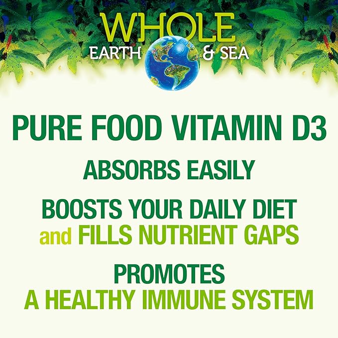 Natural Factors, Whole Earth & Sea Vegan Vitamin D3 125mcg (5,000 IU), 60 Count (Pack of 1)