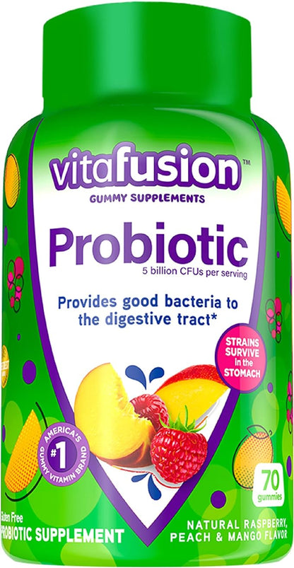 Vitafusion Probiotic Gummy Supplements, Raspberry, Peach and Mango Flavors & Vitamin D3 Gummy Vitamins for Bone and Immune System Support