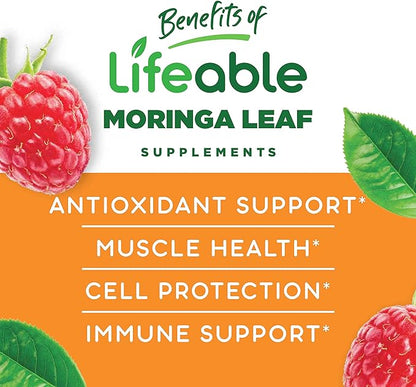 Lifeable Moringa Leaf Extract 4000mg - Great Tasting Natural Flavor Gummy Supplement Vitamins - Non-GMO Gluten Free Vegan Chewable - Antioxidant Packed Superfood - for Men Women - 60 Gummies