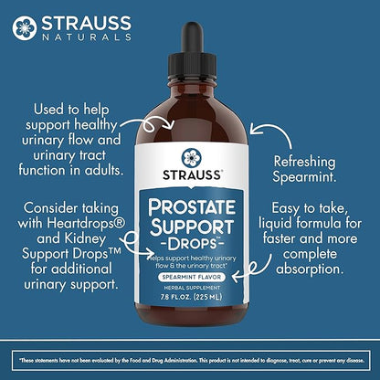 Strauss Naturals Prostate Support Drops – Prostate Supplement for Men, Prostate & Urinary Tract Support, Gluten-Free, Soy-Free, and Non-GMO, 7.6 fl oz.