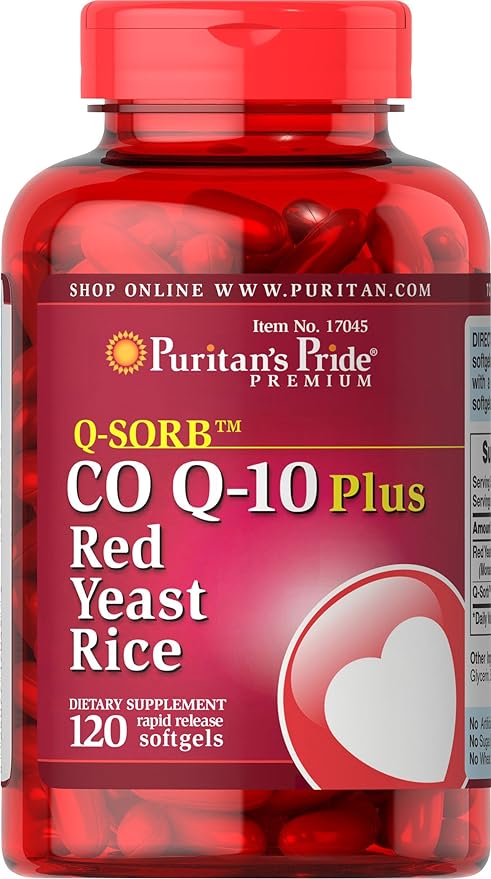 Puritan's Pride Q-Sorb CoQ10 Plus Red Yeast Rice,120 Rapid Release Softgels