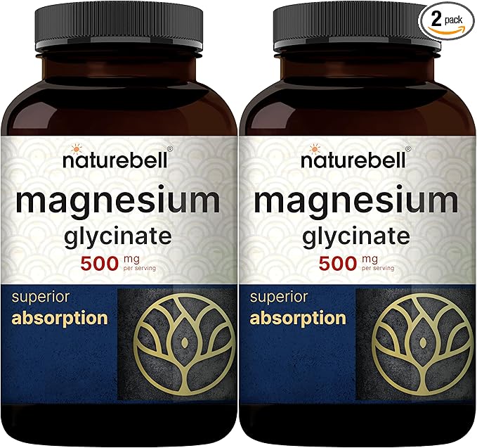 2 Pack Magnesium Glycinate 500mg, 480 Capsules – 100% Chelated for Max Absorption – Bioavailable Mineral Supplement for Muscle, Joint, Enzyme, & Heart Health