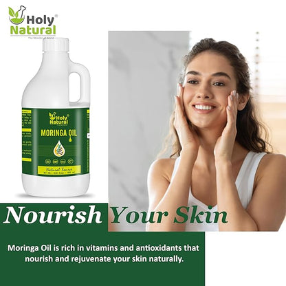 Holy Natural's Moringa Oil (33.81 fl oz/ 1000ml) | Pure & Natural, Cold Pressed Virgin, Good For Skin, Hair and Body