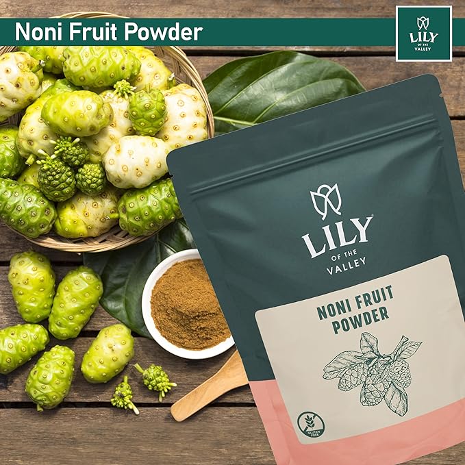 Lily of the Valley Noni Fruit Powder - Morinda Citrifolia - Superfood Indian Mulberry - Great for Smoothies and Recipes - Vegan & Gluten-Free - Resealable Pouch (8oz, 226g)- Package May Vary