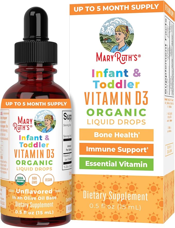 Vitamin D USDA Organic | Up to 4 Month Supply | Vitamin D3 Liquid | Sugar Free | Liquid Vitamin D Drops Immune Support for Infants & Toddlers | VIT D3 | Vegan | Gluten Free | Non-GMO | 90-150 Servings