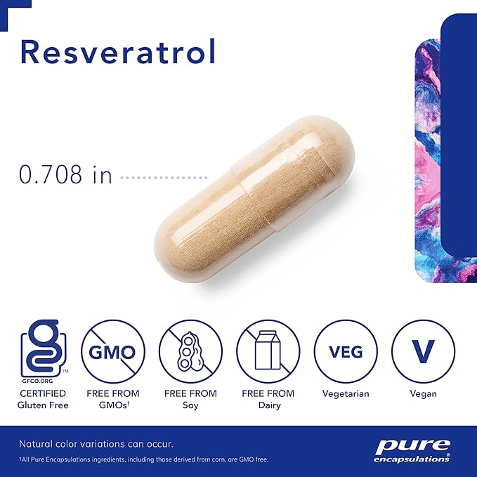 Pure Encapsulations Resveratrol - Cardiovascular, Cellular Health & Memory Support* - 40 mg Trans-Resveratrol - Antioxidants Supplement - Gluten Free & Non-GMO - 120 Capsules