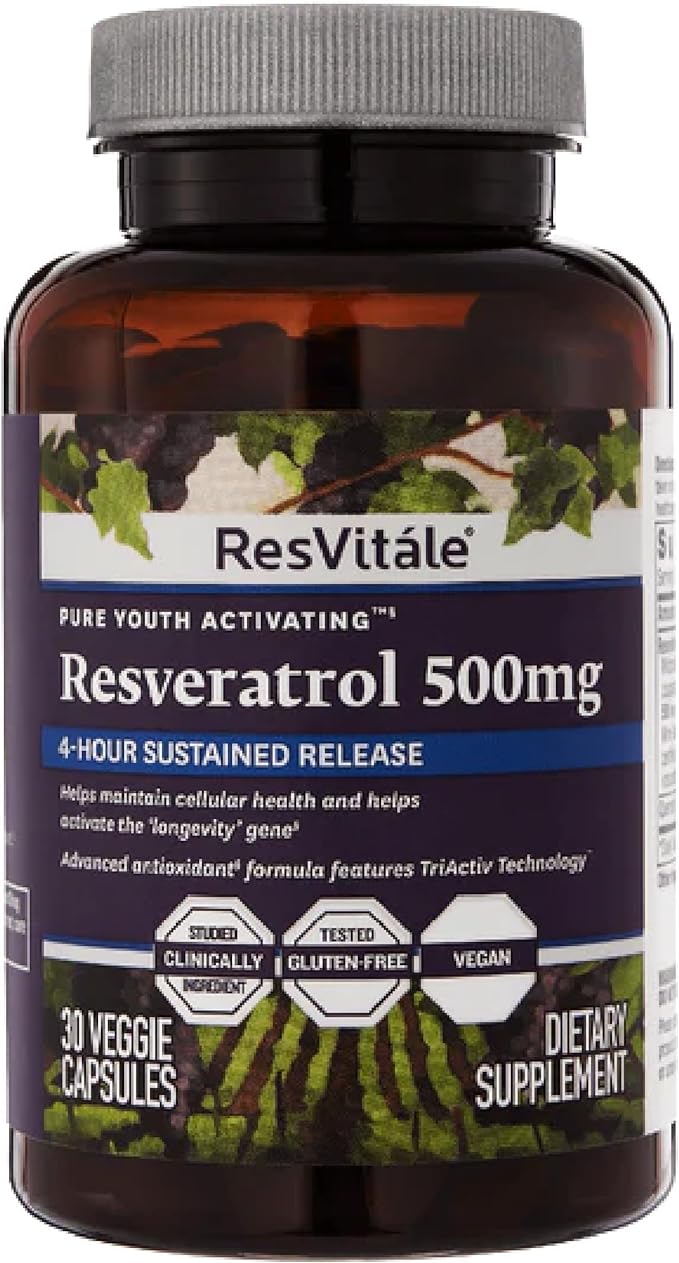 ResVitále Resveratrol 500 mg - Resveratrol Supplement for Men and Women - 30 Veggie Capsules