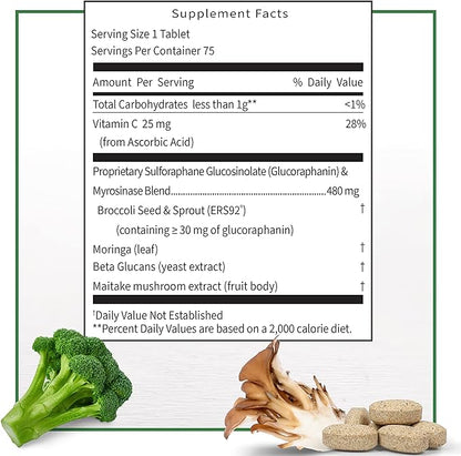 Avmacol Extra Strength #1 Researched Sulforaphane-Producing Brand for Detoxification, Antioxidant Support, Immune Health, Adults & Children, Nutramax Laboratories Consumer Care, Moringa, 75 Tablets