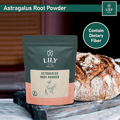 LILY OF THE VALLEY Astragalus Root Powder - Superfood for Cooking and Baking - Sun Dried & Filler Free - Pure Astragalus Tea Powder - Vegan & Gluten-Free - Packed in Resealable Pouch (16oz, 453g)