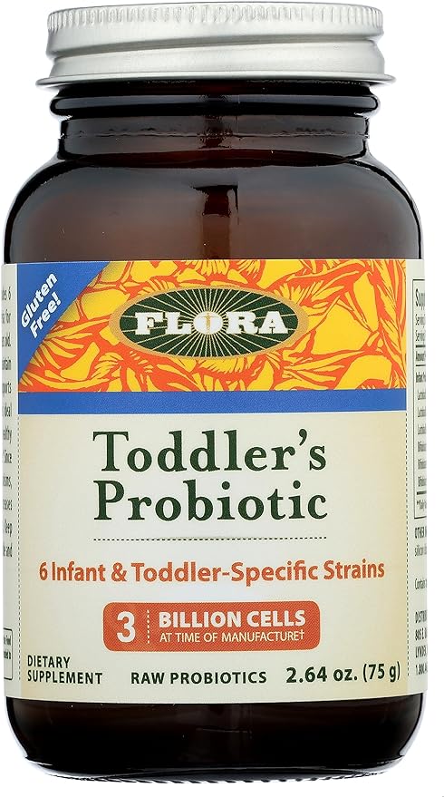 Flora - Toddler's Blend Probiotic, 3 Billion CFU RAW, Six-Infant & Toddler Specific Strains, Lactobacillus, Taste-Free, Dissolves Easy, Aids Constipation and Immunity, 2.64-oz. Powder