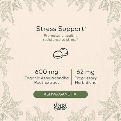 Gaia Herbs Organic Ashwagandha Gummies, Stress Support, Cinnamon, Ginger, Gluten Free, Vegan, 120 Count