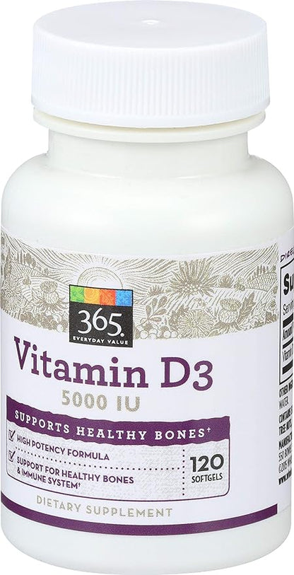 365 Everyday Value, Vitamin D3 5000 IU, 120 ct