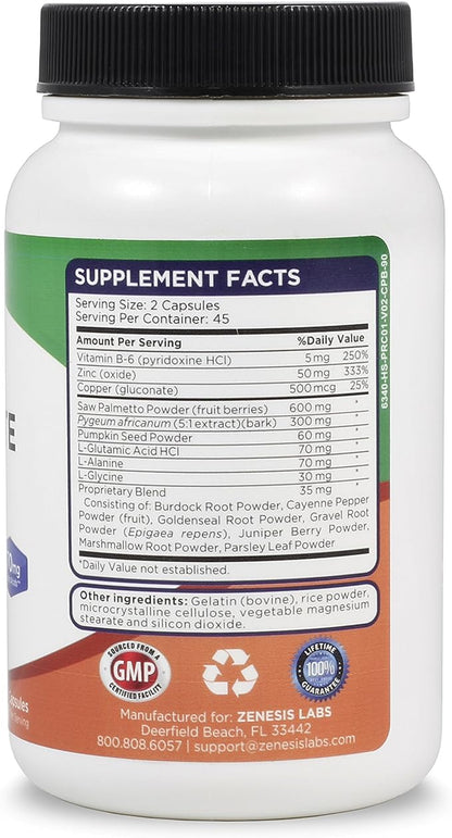 Prostate Health with Saw Palmetto - 270 Capsules - Also with Zinc, Copper, Pumpkin Seed, Burdock Root, Amino Acids, & Other Extracts - 135 Day Supply (90 Capsules/Bottle)