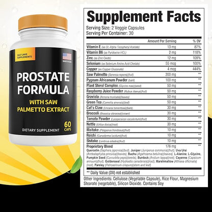 Natural Prostate Formula - All Natural Blend of Vitamins, Minerals and Herbs with Saw Palmetto, Green Tea, and Nettle - Supports Overall Prostate Health