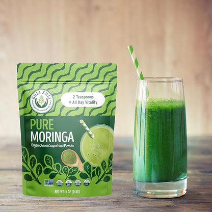 Kuli Kuli Moringa Oleifera Organic Leaf Powder & Green Smoothie, 100% Pure USDA Certified & Non-GMO Moringa Powder, Great with Smoothies, Tea, and Food - Single Pack, 5 oz.