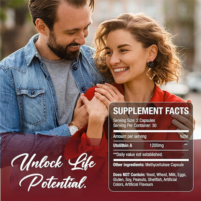 Advanced Clinically Tested Highly Pure Urolithin A for Energy & Healthy Aging Supplements Alternative to NMN, NAD, CoQ10, Resveratrol, PQQ 60 Capsules Made in USA