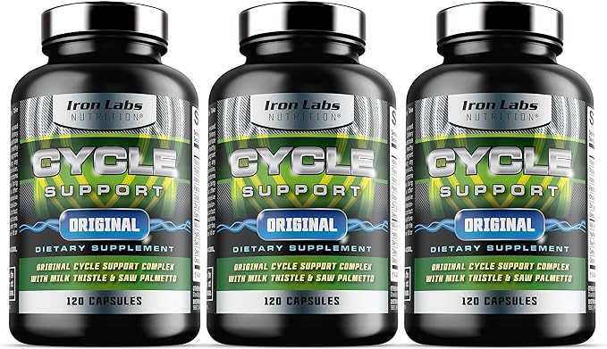 Iron Labs Nutrition Cycle Support Original - On Cycle Support Supplements for Men - Support Your Body with Milk Thistle and Saw Palmetto (3 Pack - 360 Capsules)