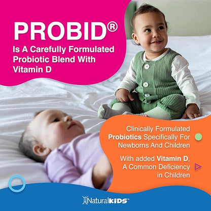 Naturalkids Probid Baby Probiotic Drops with Vitamin D for Digestive Health & Immune Support Supplement for Newborn, Infants & Kids - Flavorless .68 Fl Oz.