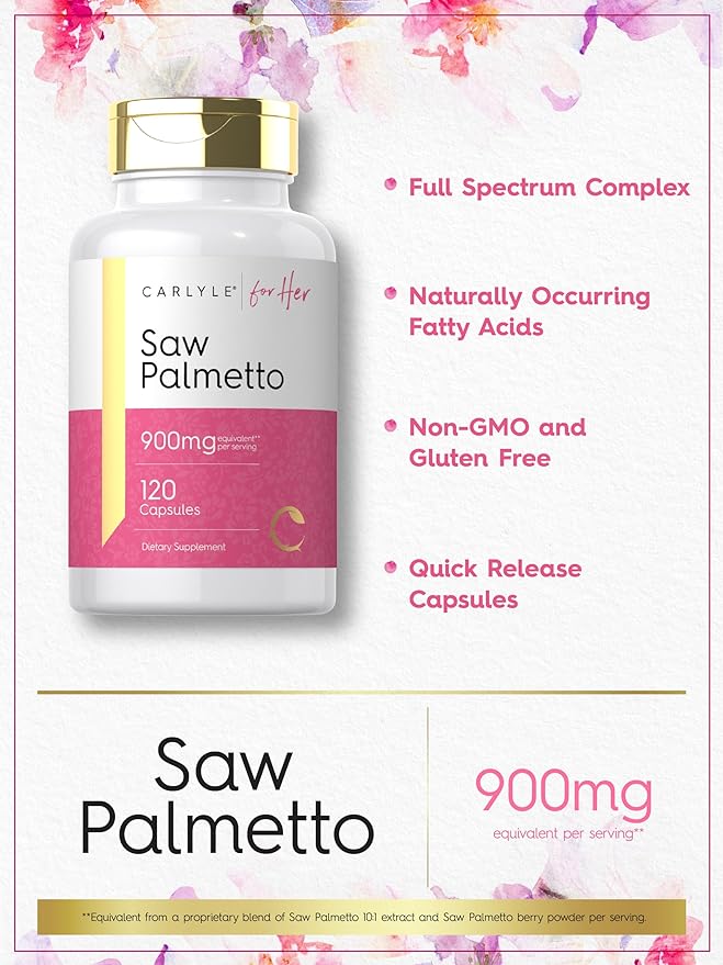 Carlyle Saw Palmetto for Women 900mg | 120 Capsules | Full Spectrum Complex | Non-GMO, Gluten Free Supplement | for Her