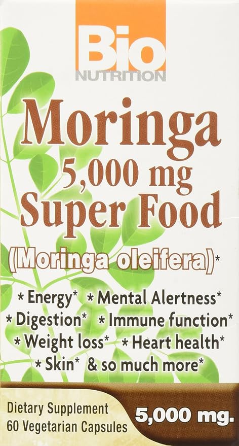 BIO NUTRITION INC Moringa 5,000 MG SUPR Food, 60 VCAP (Pack of 2)