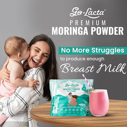 Go-Lacta® Super Moringa Powder: Boost Breast Milk Naturally! 30 3g Packets of Pure Organic Moringa - Perfect for Moms, 100% Vegan