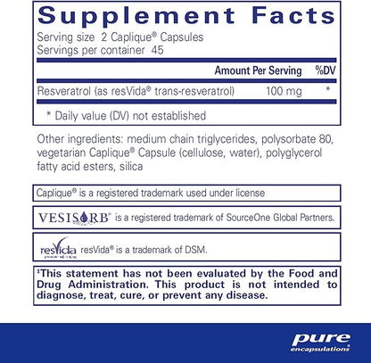 Pure Encapsulations Resveratrol VES-Sorb | Hypoallergenic Support for Cellular and Cardiovascular Health* | 90 Capsules