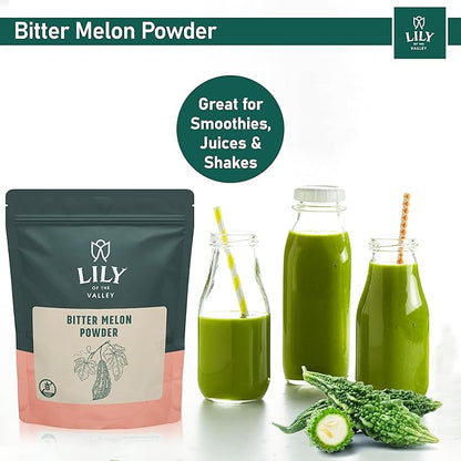 Lily of the Valley Bitter Melon Powder (Karela Powder) - Ideal for Smoothies & Shakes - Momordica Charantia - Healthy Lifestyle - Vegan & Gluten-Free - Packed in Resealable Pouch (16oz, 453g)