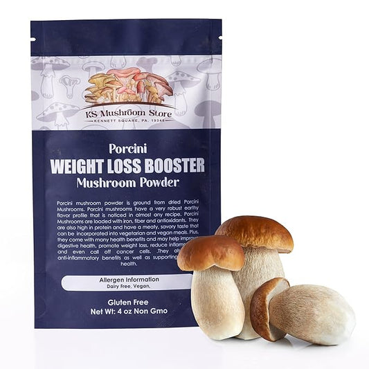 Porcini Mushroom Powder (4oz.) Porcini Powder can Help Improve Digestive Health and Promote Weight Loss! Ground Mushroom Powder for Coffee, Tea, and Food 4 Ounces