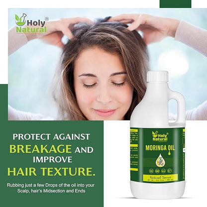 Holy Natural's Moringa Oil (33.81 fl oz/ 1000ml) | Pure & Natural, Cold Pressed Virgin, Good For Skin, Hair and Body