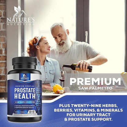 Prostate Support Supplement for Men's Health - Supplements Formula with Saw Palmetto, Beta Sitosterol, Stinging Nettle, Pumpkin Seed, Lycopene - Supports Prostate & Urinary Health - 120 Capsules