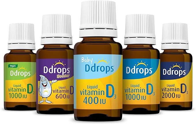 Ddrops Adults 1000 IU 180 Drops, Liquid Vitamin D. Supports Strong Bones & Immune System. No Large Capsules, No Preservatives, Non-GMO, Allergy-Friendly