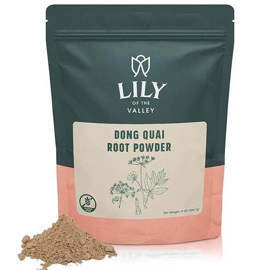 LILY OF THE VALLEY Dong Quai Root Powder - Angelica Sinensis Powder - Unbleached & No Fillers - Vegan & Gluten-Free - Packed in Resealable Pouch (8oz, 226g)