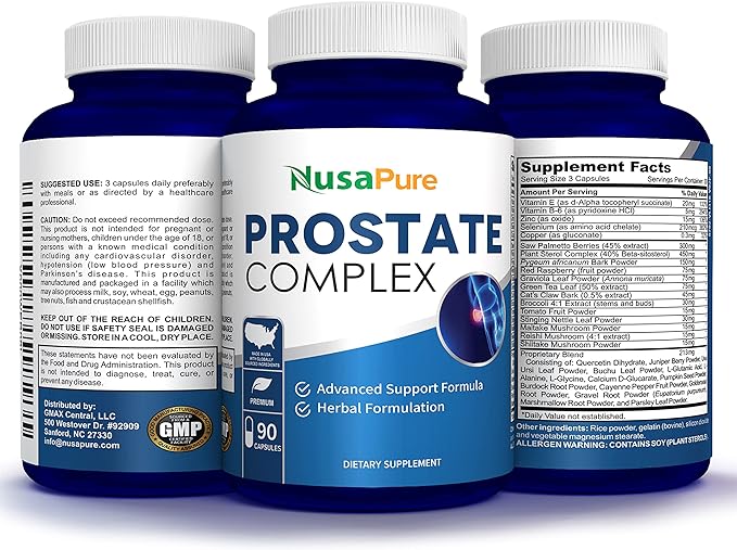 NusaPure Saw Prostate Palmetto Complex (Plant Sterol Complex, Nettle Root, Pygeum Bark, Graviola) - 90 Capsules