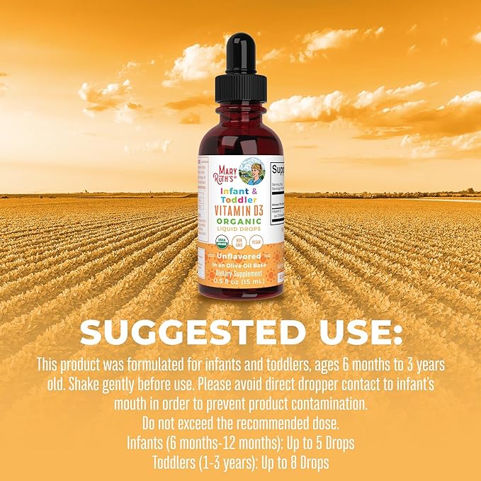 Vitamin D USDA Organic | Up to 4 Month Supply | Vitamin D3 Liquid | Sugar Free | Liquid Vitamin D Drops Immune Support for Infants & Toddlers | VIT D3 | Vegan | Gluten Free | Non-GMO | 90-150 Servings