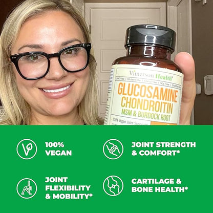 Vegan Glucosamine Chondroitin, Phytodroitin MSM Supplement Capsules. Joint Support Supplement without Shellfish. 100% Vegan, Non-GMO & Plant-Based. Knees, Joint Health & Inflammation Balance. 2 Pack