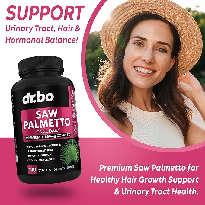 Saw Palmetto for Women Hair Loss - DHT Blocker for Women Hair Growth Plus Bladder Control Supplements Complex - Pure Saw Palmetto Hair Loss Supplement Capsules Support Extract & Urination Pills Aid