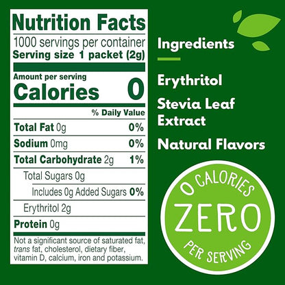 Truvia Natural Stevia Sweetener Packets, (Net Wt. 70.5 oz), 1000 Count (Pack of 1)