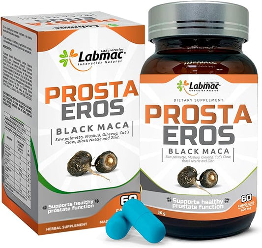 ProstaEros- Prostate Support Supplement for Men's Health- Black Maca, Saw Palmetto, Mashua, Cat's Claw, Gingseg, Black Nettle and Zinc. Capsules 60 Count (Pack of 1)