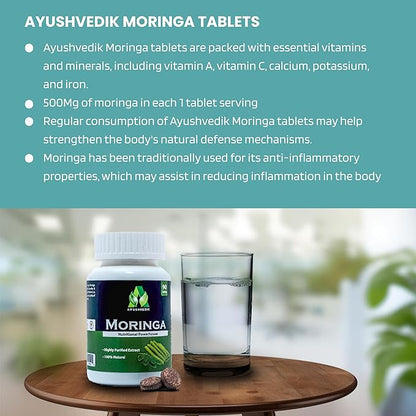 Moringa Tablets - 90 Count, Extracted from Moringa Plant, Supports Antioxidant Health and Overall Well-Being - 500mg, Vegan, Gluten-Free Supplement, Free from Additives