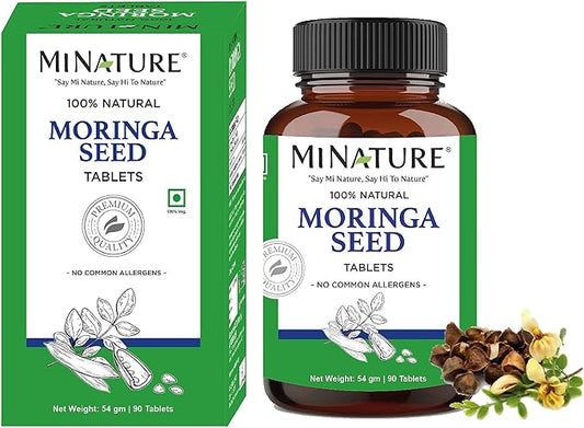 Moringa Seed Tablets by mi Nature | 90 Tablets, 1000 mg| 45 Days Supply| Moringa | Vegan | Moringa Seed | from India