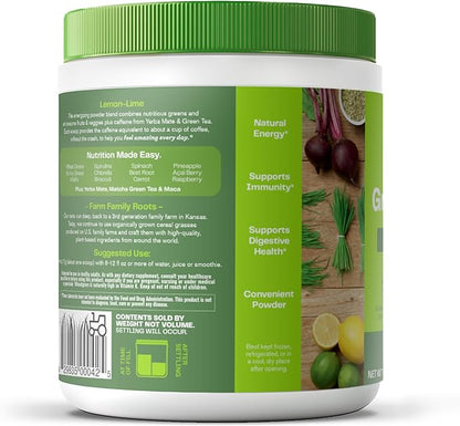 Amazing Grass Green Superfood Energy: Greens Powder with Plant Based Caffeine, Matcha Green Tea and Flax Seed, Nootropics Support, Lemon Lime, 30 Servings