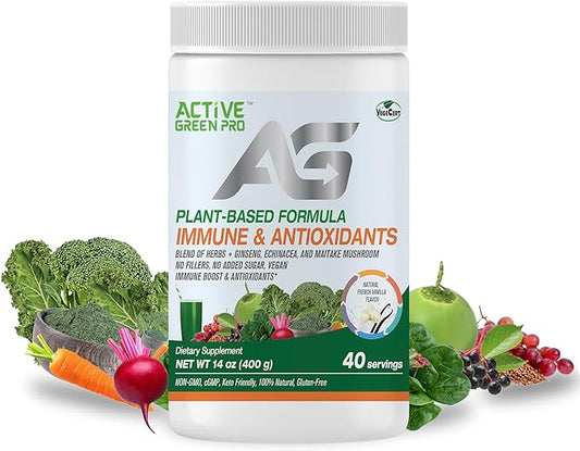 Immune & Antioxidants Powder, Blend of Herbs, Ginseng, Echinacea, and Maitake Mushroom, Plant-Based Formula, No Fillers, No Sugar Added - 40 Servings