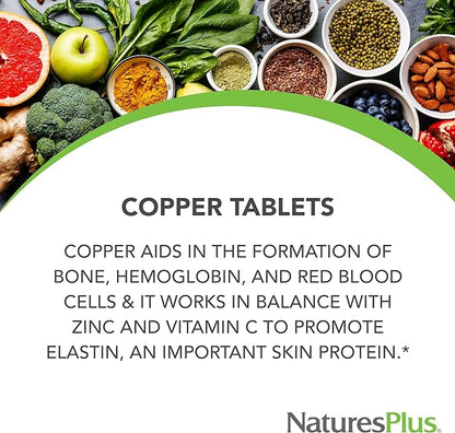 NaturesPlus Copper 3 mg - 90 Tablets - Supports Overall Wellness - Gluten Free - 90 Servings