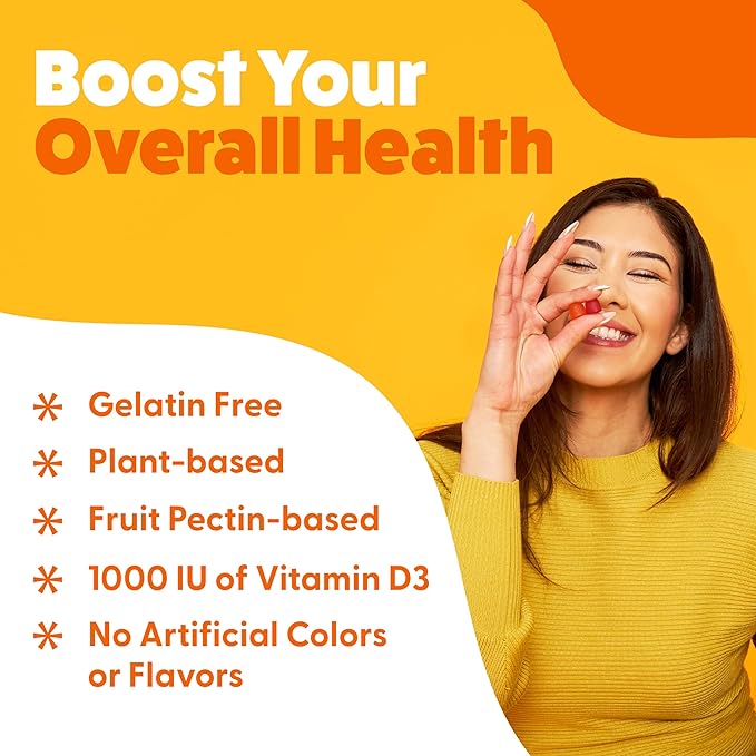 Feel Great Vitamin D Gummies for Adults | Tropical Flavored Vegetarian Chewable Vitamin D 2000 iu | Immune Support Supplement | Gluten Free | 45 Day Supply