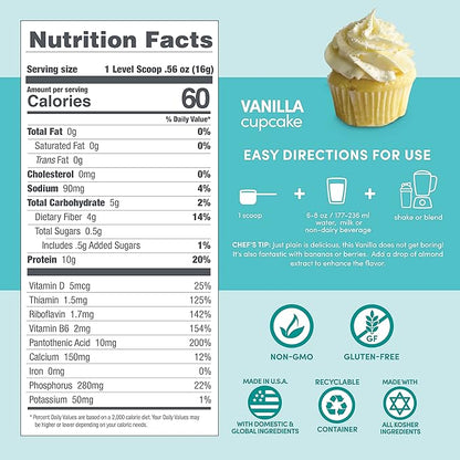 Designer Wellness, Designer Lite, Low Calorie Natural Protein, Prebiotic Fiber, Key Vitamins & Minerals, Vanilla Cupcake, 25.6 Ounces