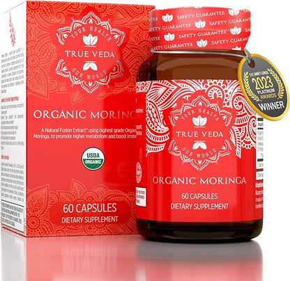 Organic Moringa Capsules Organic - Moringa Oleifera Capsules | Natural Herbal Supplement from Moringa Leaves | Certified USDA Organic | Vegan | Moringa Leaf Capsules Superplant | 60 Moringa Pills