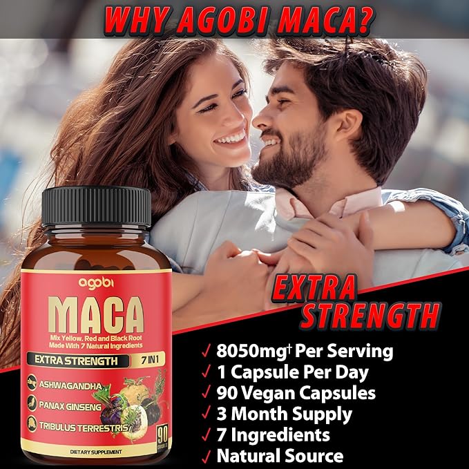 Maca Root Capsules - Supports Natural Health - Energy - Performance & Mood Supplement - Enhanced Blood Flow 3-Month Supply